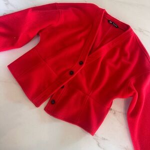 Vibrant Red Zara Button-Up Cardigan